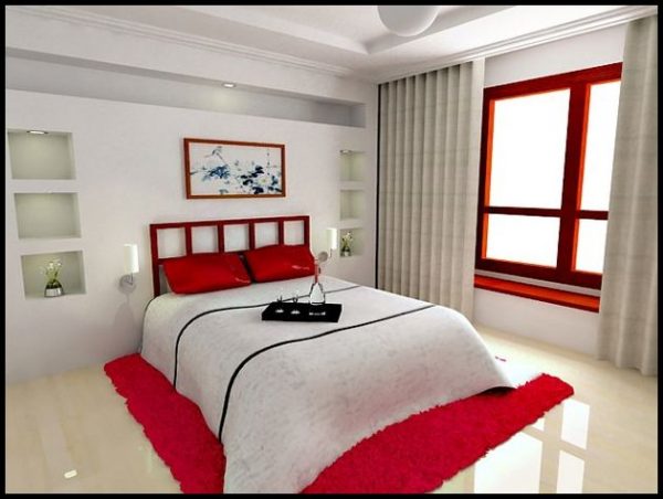 Kırmızı beyaz yatak odası 