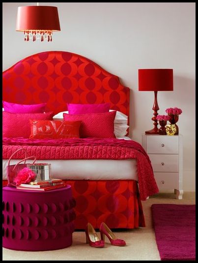 En lüks Kırmızı yatak odası dekorasyonu