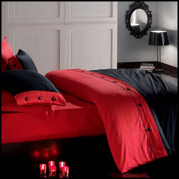 Kırmızı siyah yatak odası dekorasyonu