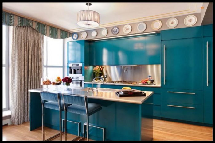 Mavi mutfak dolabı modelleri