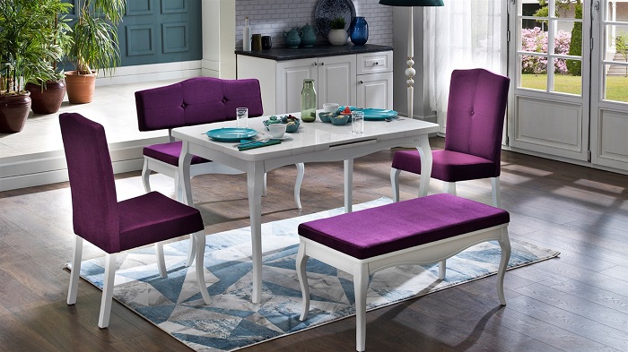 diana mondi mor mutfak masa sandalye takımı