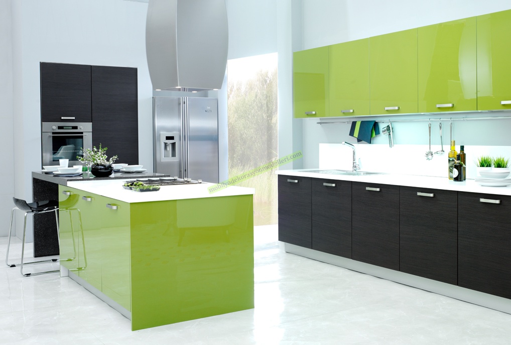 Açık Yeşil kelebek Mutfak modeli