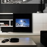 İtalyan tipi modern siyah beyaz renklerde tv ünitesi