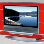 Kırmızı renkli tv cam stand modeli