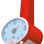 Kırmızı renkli ve saat göstergeli modern davlumbaz modeli