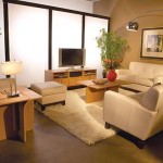 Modern beyaz ve ahşap mobilyalar salon tasarımı