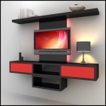 Modern kırmızı siyah duvar tv ünitesi