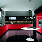 Modern kırmızı siyah italyan tasarımı mutfak dekorasyonu