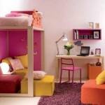 Modern tasarım kız çocukları için yatak odası dekorasyonu